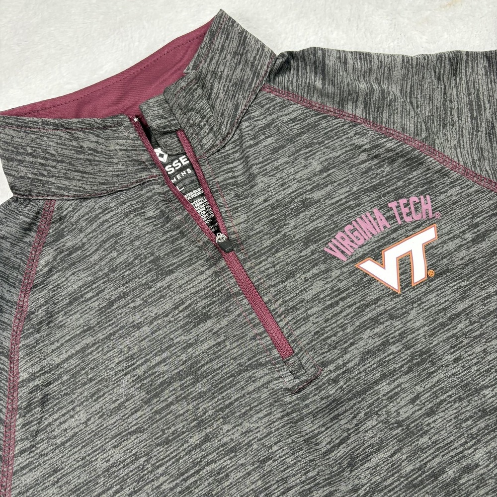 Virginia Tech Colosseum Jacket Womens L Gray NCAA Football 1/4 Zip Pullover